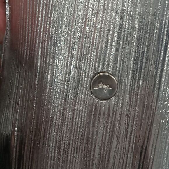 Michael Aram Metal Platter / Centerpiece In Palm Leaf Pattern. 21" Long Signed - Picture 5 of 5